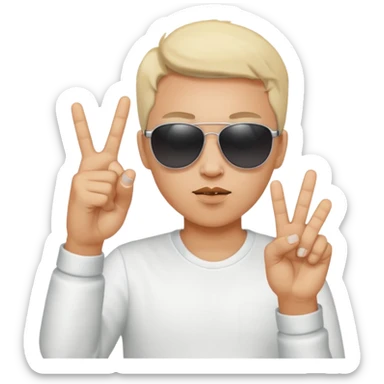 Criar emoji simples de óculo escuro dando o dedo do meio de forma bem rebelde sticker