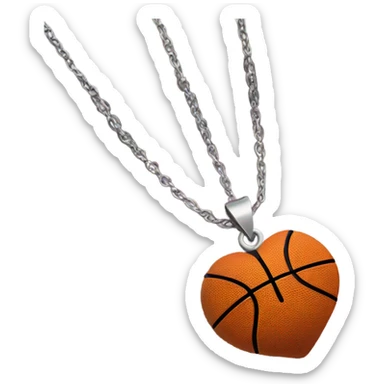 a basketball necklace with a heart sticker