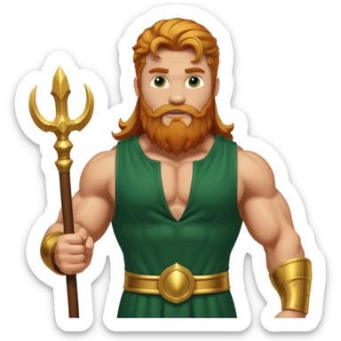 Hercules, God of Heroes from Gods and Goddesses with long reddish blonde hair and beard, gold and dark green outfit sticker