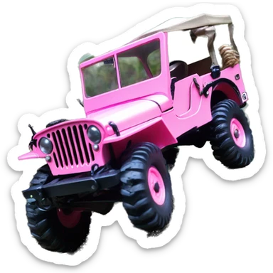1/10 size jungle tour 1942 Willy’s pearly pink jeep crawler with installed winch  sticker