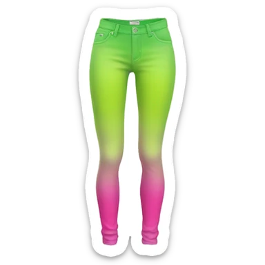 Realistic isolated side view of a pair of white,hot pink,and lime green ombre jegging pants. sticker
