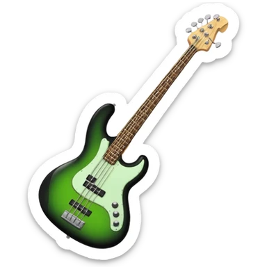 Electric Bass guitar black band green sticker