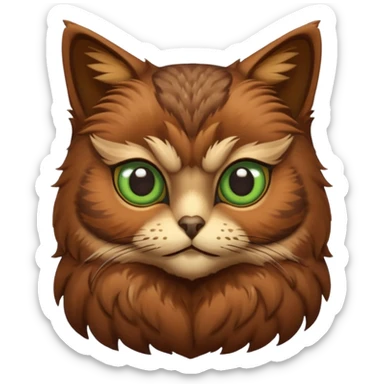 Brown cat mixed with a brown owl; Cat head but owl body sticker