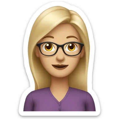 mature woman with long blonde hair, wearing glasses sticker