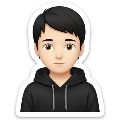 Chłopak brązowe oczy czarne włosy bluza czarna i taki bardziej żeby wyglądał na 15 latka sticker