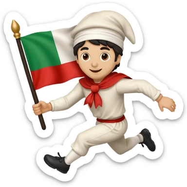 pulcinella con bandiera italiana che corre sticker
