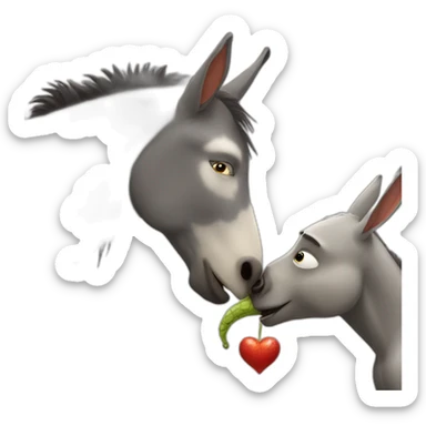donkey in shrek kissing the dragon sticker