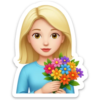 woman holding a bouquet of flowers
 sticker
