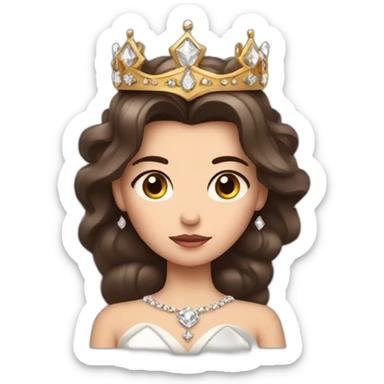 grumpy brunette princess with a big crown with diamonds sticker
