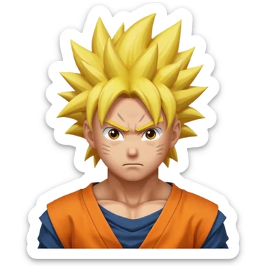 fais goku avec un melange de naruto sticker