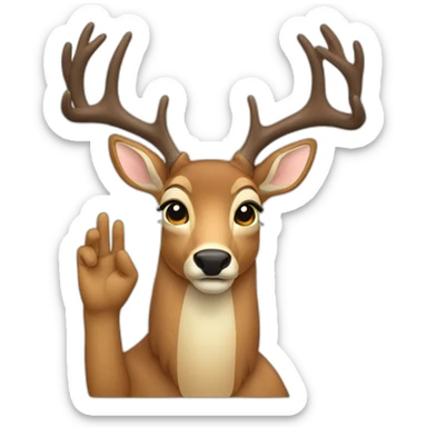 a deer saluting sticker