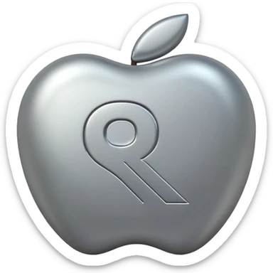  Russian ruble symbol (₽), centered, 3D emoji design, smooth rounded shapes, glossy finish, soft highlights and shadows, modern minimal look, neutral metallic silver or light gray color, no text, no background, transparent background, high detail, clean edges, Apple-style emoji aesthetics sticker