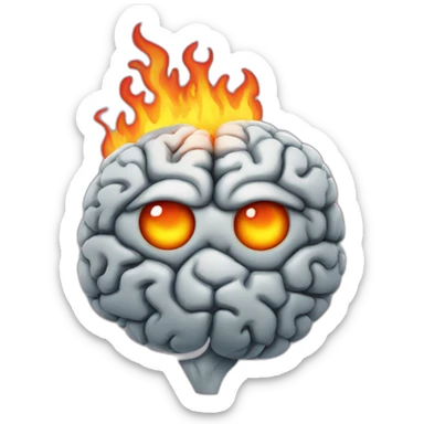brain with fire eyes sticker