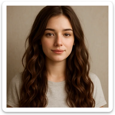 girl with long wavy brown hair, option 1 sticker