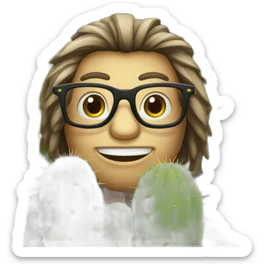 Un singe avec des lunettes qui a des cheveux de cactus un cactus sticker