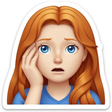 ginger girl facepalm long hair blue eyes sticker