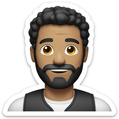 White Man with black hair and trimmed beard holding a Dumbell sticker