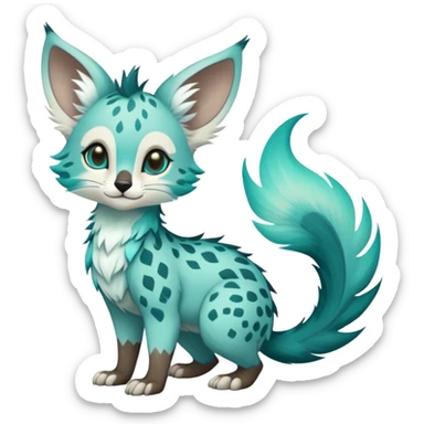 Feral Rare Fantasy pastel tropical Vernid-Trico-species by LiLaiRa, random markings, tufted tail, tufted ears, full body sticker