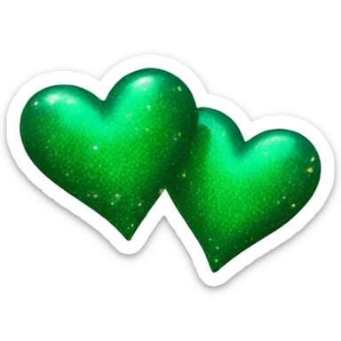 Deep green glittery two hearts sticker