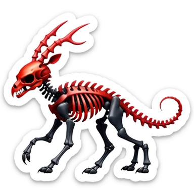 A black and red gradient epic shiny cool edgy skeletal animal, full body sticker