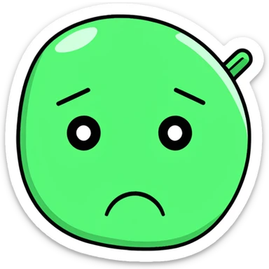 Minimalist Maya-style sad face emoji with no reply message, only white and deep green colors, flat design, clean lines sticker