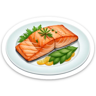 Plate of grilled salmon  sticker