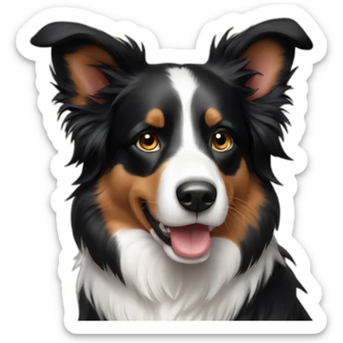 Border collie black and tan ears up sticker