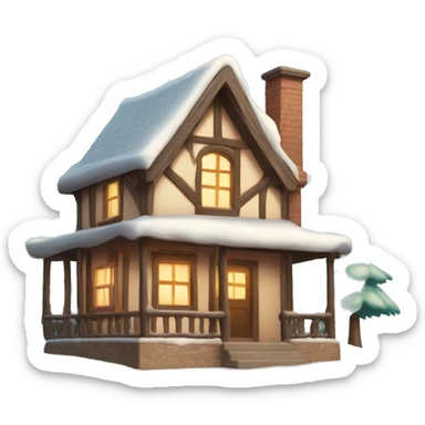 christmas cottage house with snow sticker