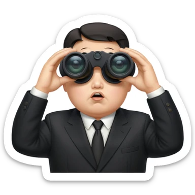 Kim Jong Un staring through binoculars with angry expression  sticker