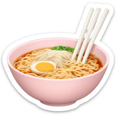 Ramen in a light pink bowl sticker