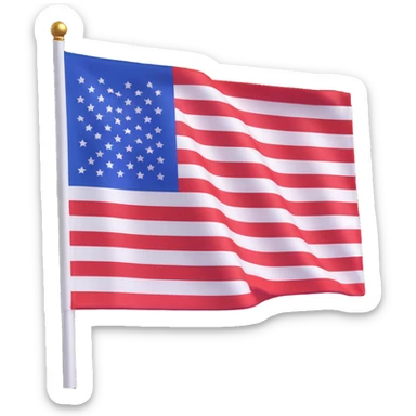 United States flag with simple 3D emoji style, basic red and white stripes, blue rectangle in the top left, no stars, no text, slight 3D shading sticker