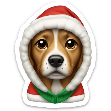 Dog wearing a Christmas hoodie sticker