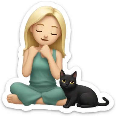 mujer rubia durmiendo con gato negro sticker