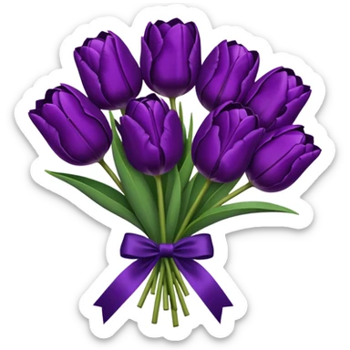 dark purple tulip bouquet  sticker