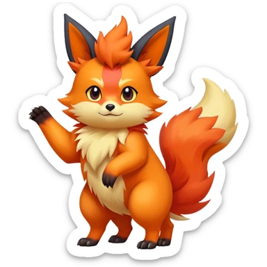 Cool cute Quilava-Litten-Flareon-animal-creature-hybrid full body sticker