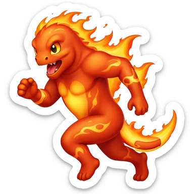 a fast lava creature with no arms running and being hot sticker