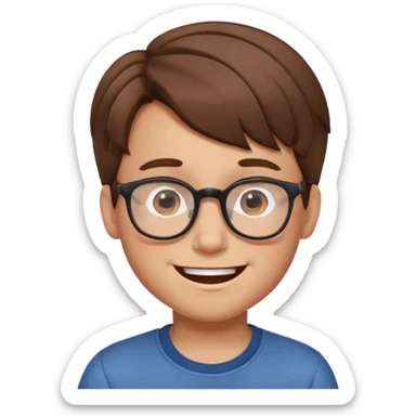 un ragazzo con gli occhiali e capelli in avanti e marroni che fa l'occhiolino ed è felice sticker