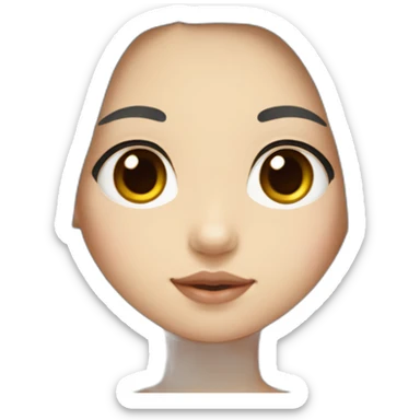 A girl with long hair, plump lips and a small nose, and big eyes, looks like a Korean girl sticker