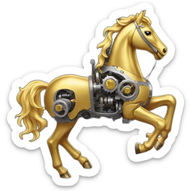 Mechanical golden  horse sticker