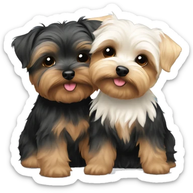 Two yorkie poo hugging each other  sticker