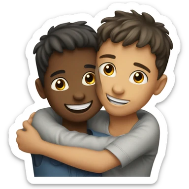 happy embrace between two boys sticker