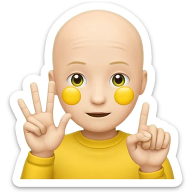 no hair round yellow emoji no finger upp with greenscreen sticker