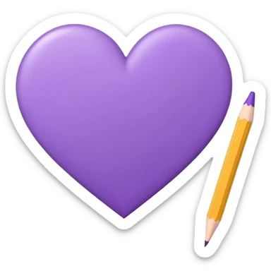 paper with empty Hand drawn purple heart contour  with pencil sticker