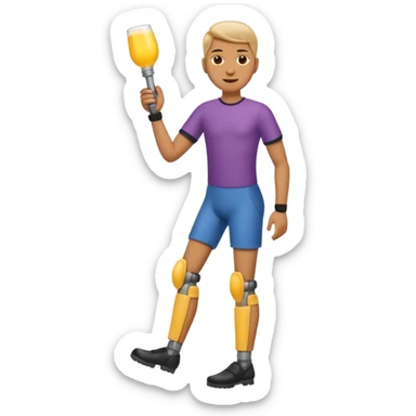 full body human emoji but with a prosthetic leg sticker
