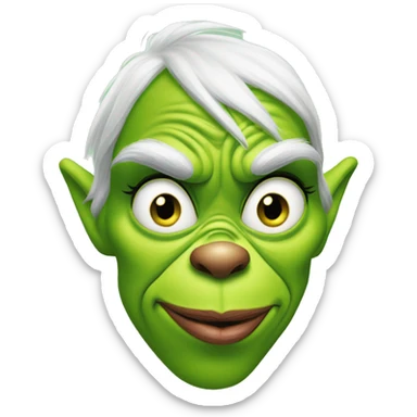 The grinch with fake nails and lip filler sticker