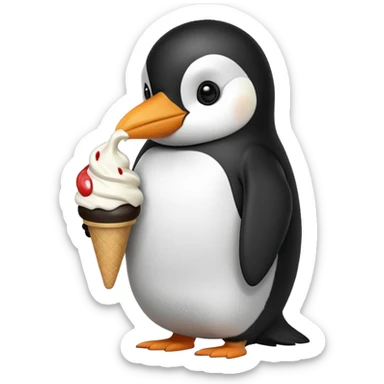 pinguin with ice cream sticker