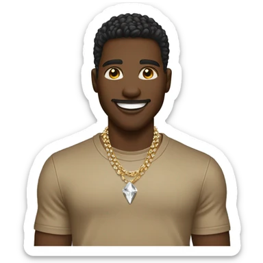 tan male black shirt wearing diamond chain with diamond grillz sticker