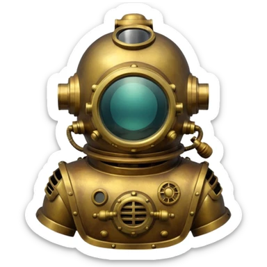 Classic brass diving helmet with diver suit sticker