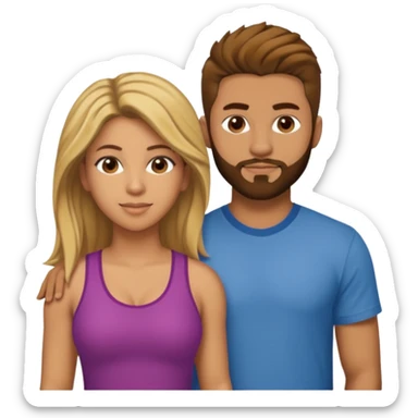 A gangster couple. She looks like Shakira and he has brown hair a very short beard and short fade haircut and the sides faded down to skin sticker