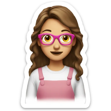 girl with brown hair and pink glasses baking  sticker
